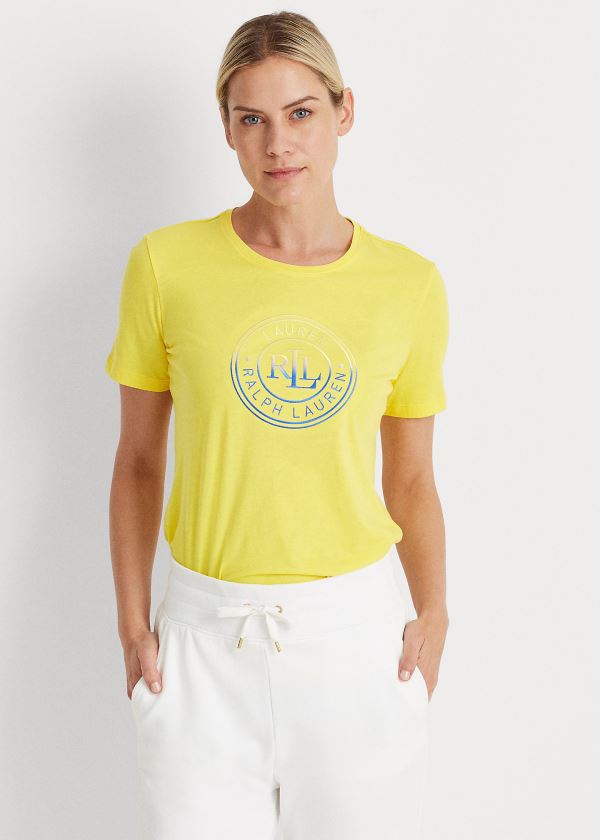 Women's Ralph Lauren Logo Cotton Jersey T Shirts | 597324HLX